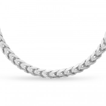 Large Franco Chain Necklace With Lobster Lock 14k White Gold
