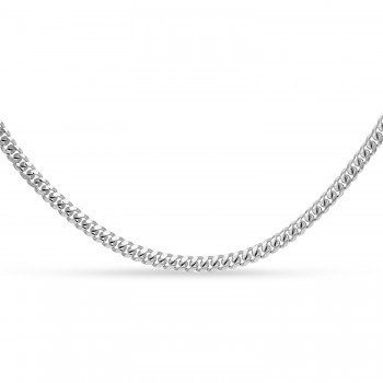 Small Miami Cuban Chain Necklace 14k White Gold