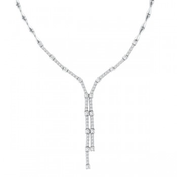 Diamond Tie Lariat Choker Necklace in 14K White Gold (2.25ct)