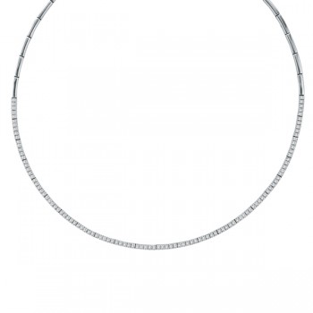 Diamond Tennis Choker Necklace in 14k White Gold (2.31ct)