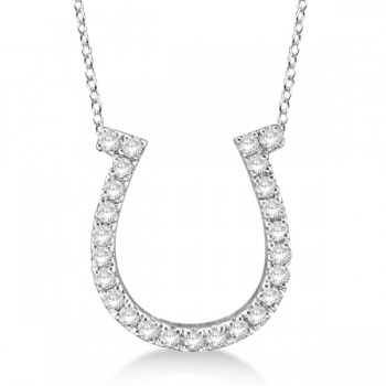 Diamond Horseshoe Pendant Necklace 14k White Gold (0.26ct)