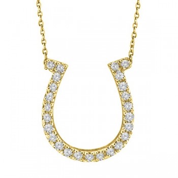 Diamond Horseshoe Pendant Necklace 14k Yellow Gold (0.26ct)