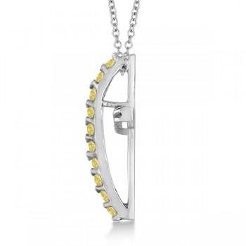 Yellow & White Diamond Cross Pendant Necklace 14k White Gold (0.25ct)