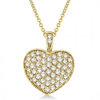 Diamond Puffed Heart Pendant Necklace in 14k Yellow Gold (1.30ct)