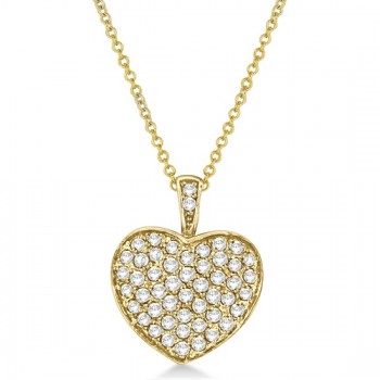 Diamond Puffed Heart Pendant Necklace in 14k Yellow Gold (1.30ct)