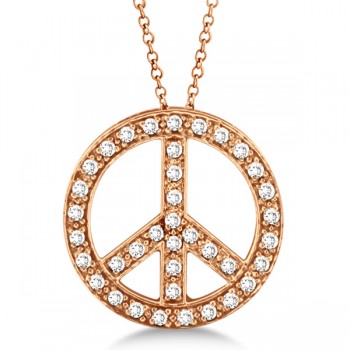 Lab Grown Diamond Peace Sign Pendant Necklace 14k Rose Gold (0.50ct)