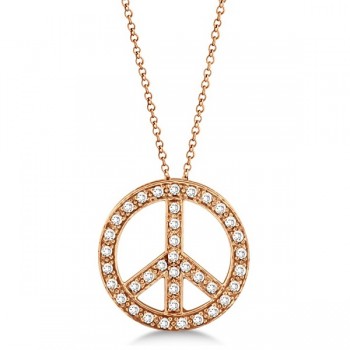 Lab Grown Diamond Peace Sign Pendant Necklace 14k Rose Gold (0.50ct)