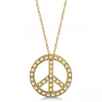 Lab Grown Diamond Peace Sign Pendant Necklace 14k Yellow Gold (0.50ct)