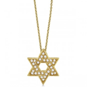 Jewish Star of David Diamond Pendant Necklace 14k Yellow Gold (0.35ct)