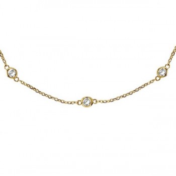 Moissanite Station Necklace Bezel-Set in 14k Yellow Gold (1.50 ctw)