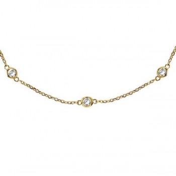 Moissanite Station Necklace Bezel-Set in 14k Yellow Gold (0.33 ctw)