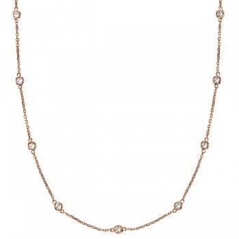 Diamond Station Necklace Bezel-Set in 14k Rose Gold (0.33 ctw)