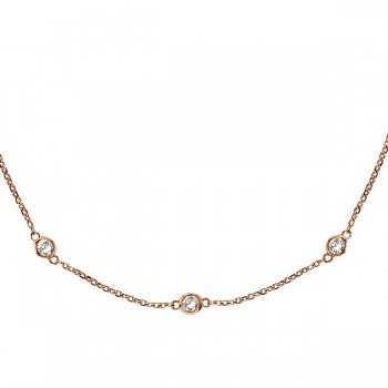 36 inch Long Lab Grown Diamond Station Necklace Strand 14k Rose Gold (0.66ct)