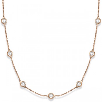 Diamond Station Necklace Bezel-Set in 14k Rose Gold (3.00ct)