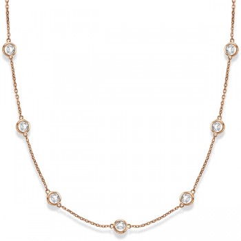 Diamond Station Necklace Bezel-Set in 14k Rose Gold (3.00ct)