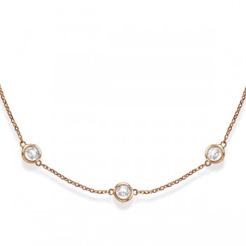 36 inch Long Lab Grown Diamond Station Necklace Strand 14k Rose Gold (6.00ct)