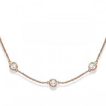 Lab Grown Diamonds By The Yard Station Necklace 14k Rose Gold (3.00ct)