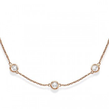 36 Inch Long Lab Grown Diamond Station Necklace Strand 14k Rose Gold (9.00ct)