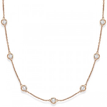 Diamond Station Necklace Bezel-Set in 14k Rose Gold (5.00ct)
