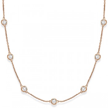 Diamond Station Necklace Bezel-Set in 14k Rose Gold (5.00ct)