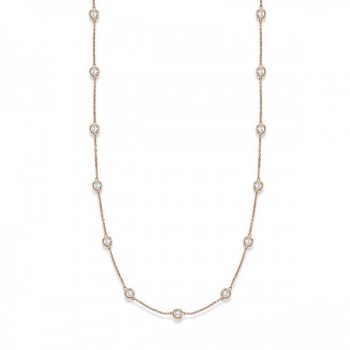 36 inch Long Diamond Station Necklace Strand 14k Rose Gold (3.00ct)