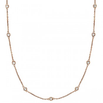 Diamond Station Necklace Bezel-Set in 14k Rose Gold (1.50 ctw)