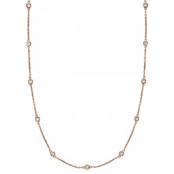 Lab Grown Diamonds By The Yard Station Necklace 14k Rose Gold (1.50 ctw)