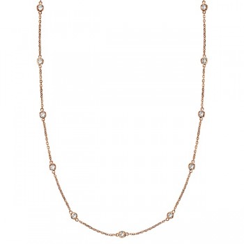 Diamond Station Necklace Bezel-Set in 14k Rose Gold (2.00 ctw)