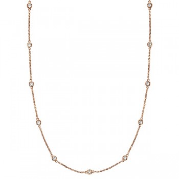 Diamond Station Necklace Bezel-Set in 14k Rose Gold (2.00 ctw)
