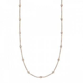 36 inch Long Diamond Station Necklace Strand 14k Rose Gold (1.50ct)