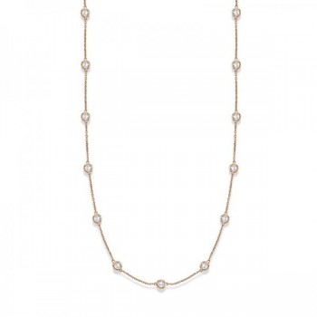 36 inch Long Lab Grown Diamond Station Necklace Strand 14k Rose Gold (2.00ct)