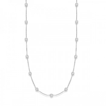 36 inch Long Diamond Station Necklace Strand 14k White Gold (3.00ct)