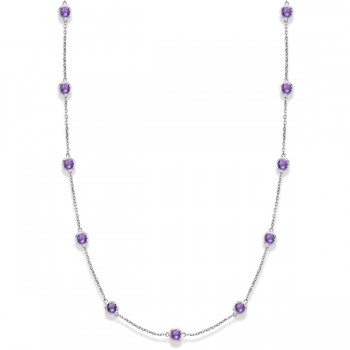 Amethysts Gemstones by The Yard Station Necklace 14k White Gold 2.25ct