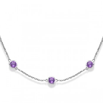 Amethysts Gemstones by The Yard Station Necklace 14k White Gold 2.25ct