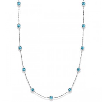 Aquamarines Gemstones by The Yard Station Necklace 14k W. Gold 2.25ct