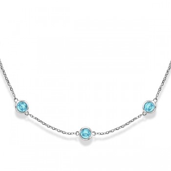 Aquamarines Gemstones by The Yard Station Necklace 14k W. Gold 2.25ct