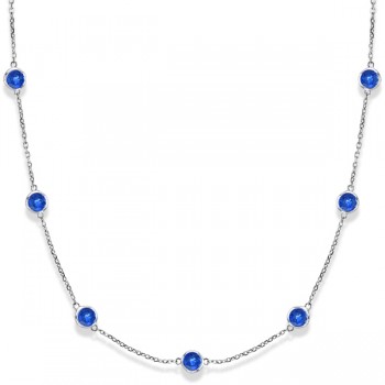 Blue Sapphires Gemstones by The Yard Necklace 14k White Gold 2.25ct