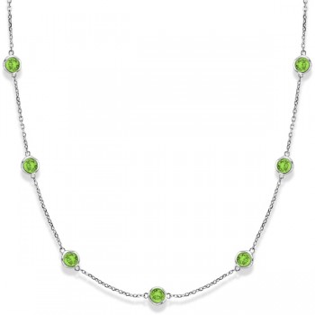 Peridots by The Yard Bezel Station Necklace in 14k White Gold 2.25ct