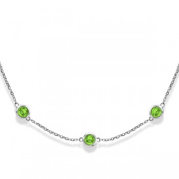 Peridots by The Yard Bezel Station Necklace in 14k White Gold 2.25ct