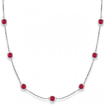 Rubies by The Yard Bezel Station Necklace in 14k White Gold 2.25ct