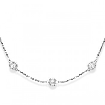 36 inch Long Lab Grown Diamond Station Necklace Strand 14k White Gold (4.00ct)