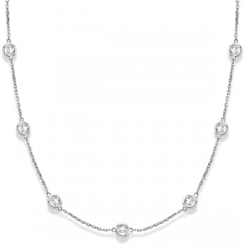 Diamond Station Necklace Bezel-Set 14k White Gold (3.00ct)