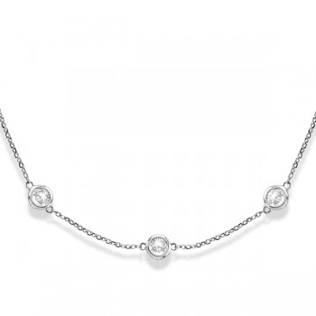 Lab Grown Diamonds By The Yard Station Necklace Bezel-Set 14k White Gold (3.00ct)