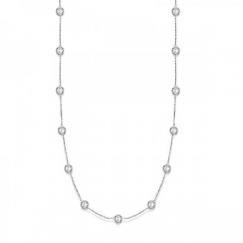 36 Inch Long Lab Grown Diamond Station Necklace Strand 14k White Gold (8.00ct)