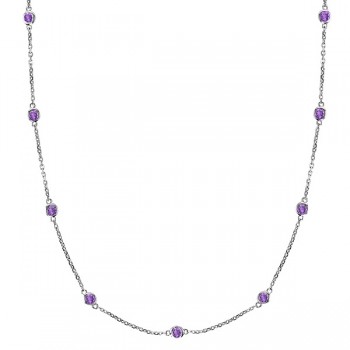 Amethysts Gemstones by The Yard Station Necklace 14k White Gold 1.25ct