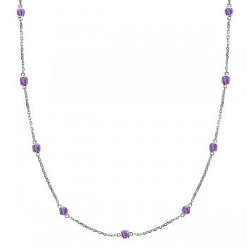 Amethysts Gemstones by The Yard Station Necklace 14k White Gold 1.25ct