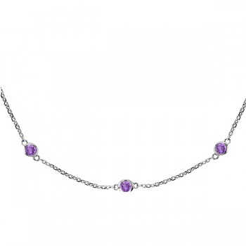 Amethysts Gemstones by The Yard Station Necklace 14k White Gold 1.25ct