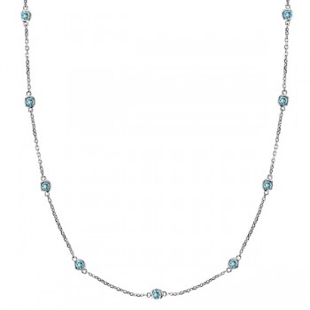 Aquamarine Gemstones by The Yard Station Necklace 14k W. Gold 1.25ct