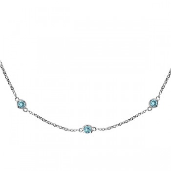 Aquamarine Gemstones by The Yard Station Necklace 14k W. Gold 1.25ct