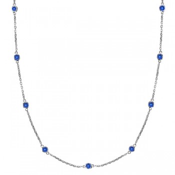 Blue Sapphires Gemstones by The Yard Necklace 14k White Gold 1.25ct